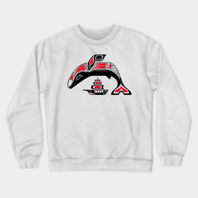 Tribal Whale (haida style mix) Crewneck Sweatshirt by TurkeysDesign